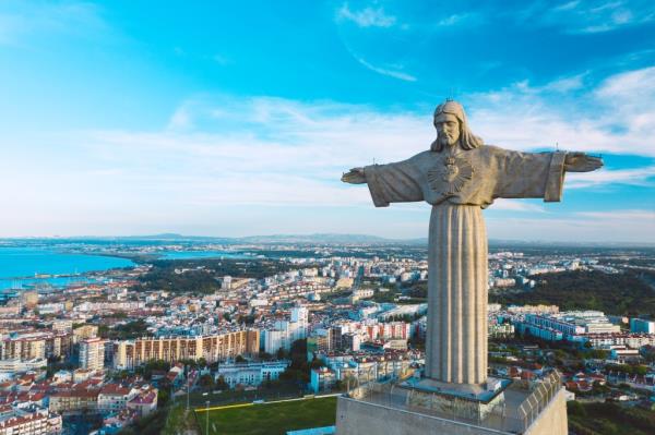 The Santuario de Cristo Rei on a sunny summer day in Lisbon.