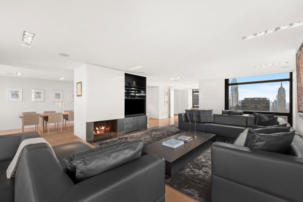 The living area feature a fireplace. 