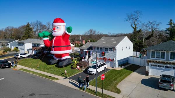 Christina Georgie Stergiopoulos inflatable santa