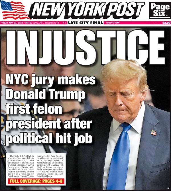 The Post cover story after Trump conviction