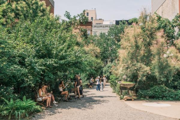 New Yorkers enjoy a summer afternoon in the Elizabeth Street Garden.
