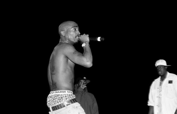 Shakur performs at the Mecca Arena in Milwaukee, Wisco<em></em>nsin in Sept. 1994.