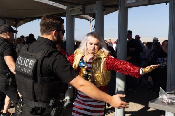 People were searched before entering the grounds ahead of Trump's rally.